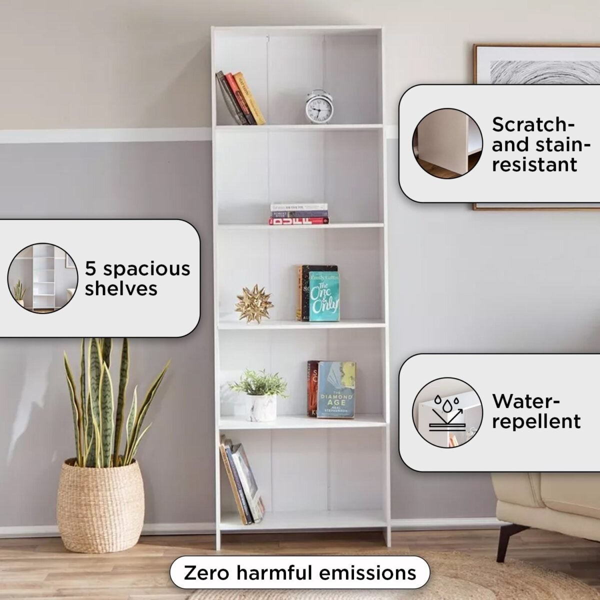 5-Shelf Bookcase - Image 2