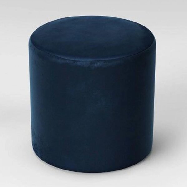 Buff Chair – Navy Velvet Pouf