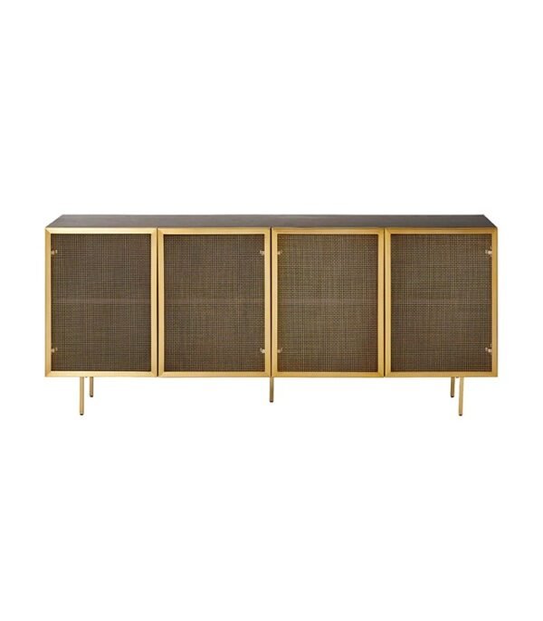 Modern Brass Mesh Sideboard Console Cabinet
