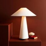 Modern Ceramic Table Lamp – Beige Fabric Shade