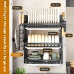 Wall-Mounted Multi-Function Kitchen Rack with Chopstick Cage & Knife/Board Holder - Image 2
