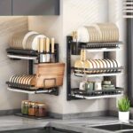 Wall-Mounted Multi-Function Kitchen Rack with Chopstick Cage & Knife/Board Holder