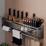 Wall-Mounted Knife & Utensil Storage Rack with Hooks (Powder-Coated) - Image 7