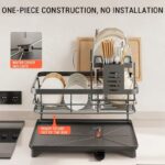 2-Tier Wrought-Iron Dish Rack — Foldable Countertop Organizer with Draining Board & Utensil Holder - Image 5