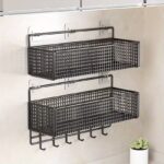 2-Piece Wall-Mounted Carbon Steel Storage Rack Set (No-Drill)