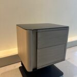 Siyros Night Table with Glass Top & Metal Stand