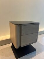 Siyros Night Table with Glass Top & Metal Stand