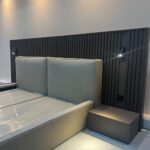 Luxury Bedroom Set – Upholstered Bed with Wall Panel & Nightstands