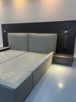 Luxury Bedroom Set – Upholstered Bed with Wall Panel & Nightstands - Image 6