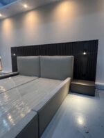 Luxury Bedroom Set – Upholstered Bed with Wall Panel & Nightstands - Image 3