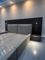 Luxury Bedroom Set – Upholstered Bed with Wall Panel & Nightstands - Image 2