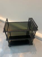 Black Steel Serving Trolley with Glass Shelves - Image 5