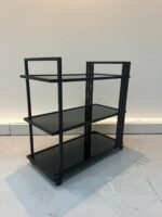 Black Steel Serving Trolley with Glass Shelves - Image 4