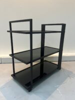 Black Steel Serving Trolley with Glass Shelves - Image 2