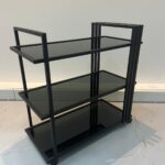Black Steel Serving Trolley with Glass Shelves