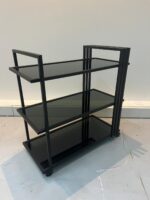 Black Steel Serving Trolley with Glass Shelves