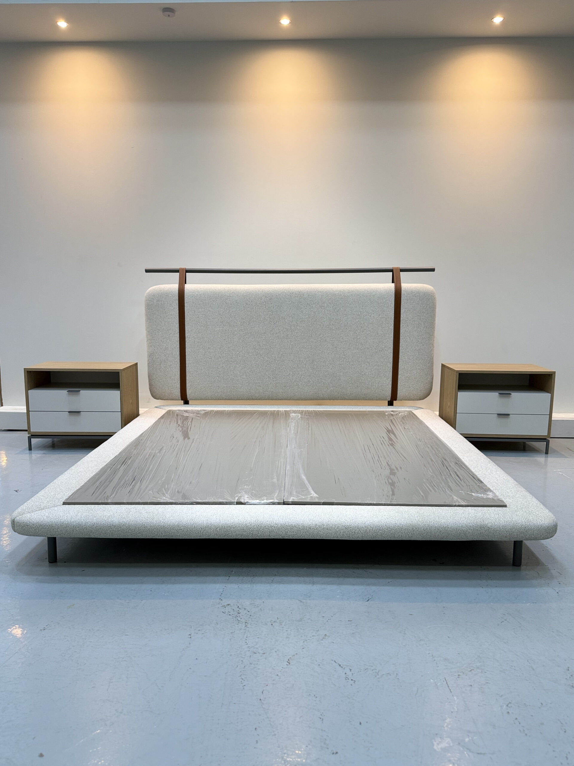 metal bed 6 Upholstered Platform Bed With Metal - Image 1