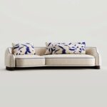 Luxury Handcrafted Curved 3-Seater Sofa in Ivory Bouclé | Modern Sofa Qatar