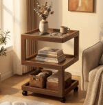 Moving table Wooden Coffee Cart with Wheels – Rolling Kitchen & Coffee Bar Trolley - Image 4