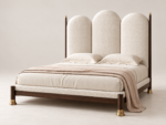 Arched Upholstered Bed with Triple-Panel Headboard - Image 2