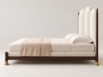 Arched Upholstered Bed with Triple-Panel Headboard - Image 3