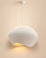 Pebble Wabi-Sabi Pendant Light – Textured White Organic Ceiling Lamp W 70 cm × H 40 cm - Image 5