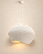 Pebble Wabi-Sabi Pendant Light – Textured White Organic Ceiling Lamp W 70 cm × H 40 cm - Image 2