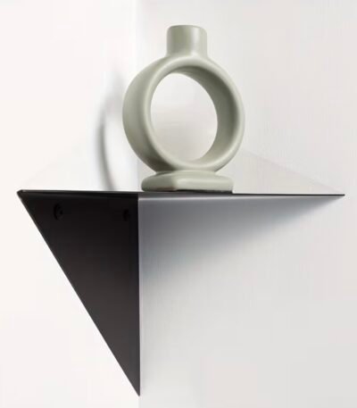 Modern black metal corner floating shelf in Qatar