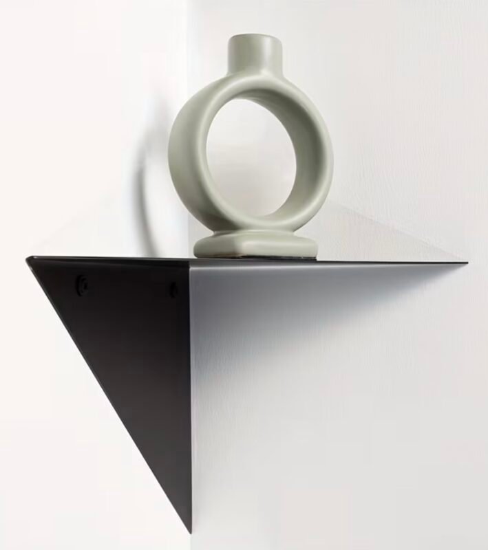 Modern black metal corner floating shelf in Qatar