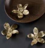 Gold Orchid Flower Cabinet Knob – Polished Brass Drawer Pull - Image 2