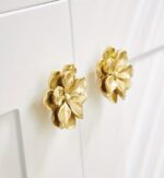 Gold Magnolia Flower Cabinet Knob – Brass Drawer Pull - Image 4
