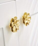 Gold Magnolia Flower Cabinet Knob – Brass Drawer Pull - Image 2