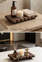 Home Decor Rack — 100% Original Solid Wood Scalloped Riser Tray - Image 2