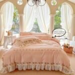 Vintage Lace Duvet Cover Set — 1 Duvet Cover + 2 Pillowcases with Floral Embroidery & Ruffle Trim | Qatar - Image 7