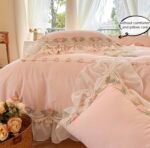 Vintage Lace Duvet Cover Set — 1 Duvet Cover + 2 Pillowcases with Floral Embroidery & Ruffle Trim | Qatar - Image 5