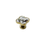 Chinoiserie Bird Ceramic Drawer Knob — Quatrefoil Gold Cabinet Pull - Image 5
